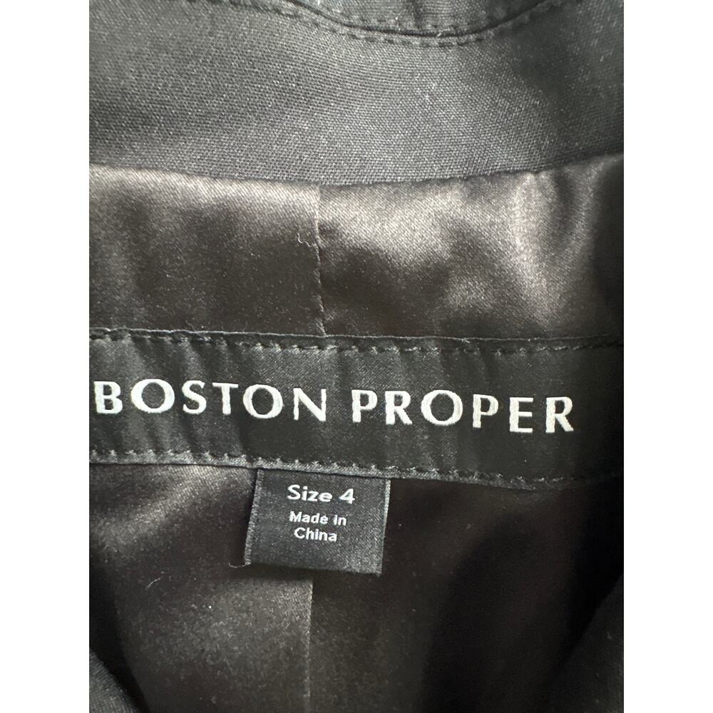 Boston Proper Black Longline Blazer 4 Double Breasted Silver Crest Button Coat - Picture 4 of 11